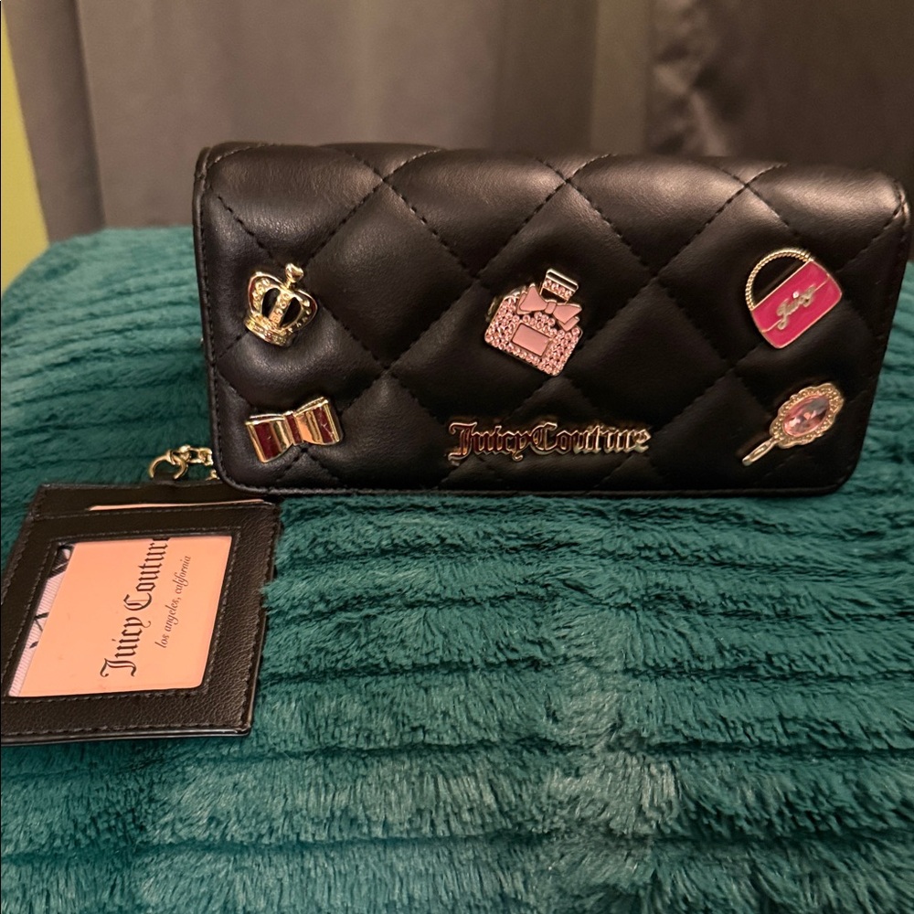 Juicy Couture Black Quilted Wallet with Embellishments